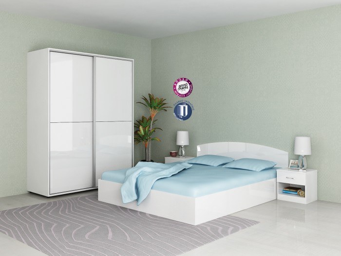 Спален комплект Аполо 4 - бял гланц